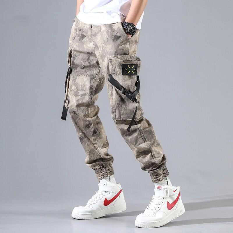 New Harajuku Cotton Multi-Pockets Style Fashion Cargo Pants Men Autumn Hip Hop Streetwear Casual Elastic Trousers Camo